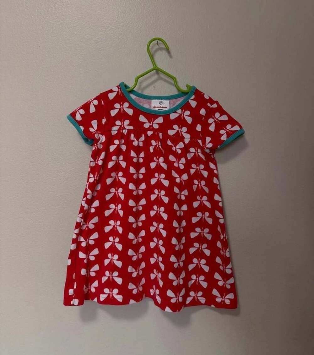 Hanna Andersson Red Butterfly Print Dayplay Dress Size 100 3/4T